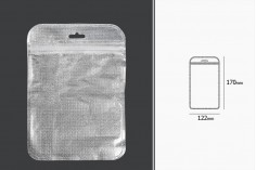 Plastična zip kesica 122x170mm sa srebrnom non woven zadnjom stranom i providnom prednjom stranom kao i eurohole otvorom - 100kom