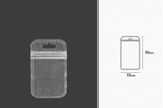 Plastična zip kesica 55x90mm sa providnom prednjom stranom, zadnjom providnom stranom sa linijama i sa Eurohole otvorom - 100 kom