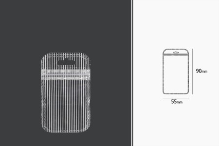 Plastična zip kesica 55x90mm sa providnom prednjom stranom, zadnjom providnom stranom sa linijama i sa Eurohole otvorom - 100 kom-dimenzije_slike