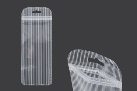 Plastična zip kesica 85x220mm sa providnom prednjom stranom, zadnjom providnom stranom sa linijama i sa Eurohole otvorom - 100 kom-slika_proizvoda
