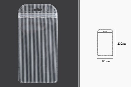 Plastična zip kesica 120x230mm sa providnom prednjom stranom, zadnjom providnom stranom sa linijama i sa Eurohole otvorom - 100 kom-dimenzije_slike