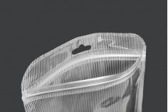 Plastična kesica 122x170 mm sa zip zatvaranjem, providna prednja strana, sa linijama zadnja strana, sa euroholerupom- 100kom