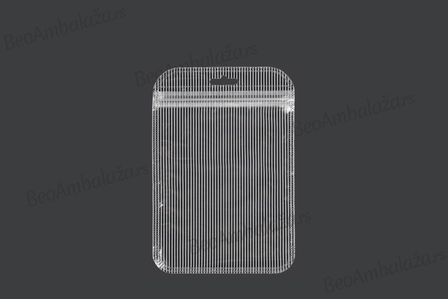 Plastična zip kesica 105x150mm sa providnom prednjom stranom, zadnjom providnom stranom sa linijama i sa Eurohole otvorom - 100 kom
