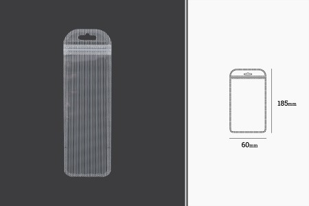Plastična zip kesica 60x185mm sa providnom prednjom stranom, zadnjom providnom stranom sa linijama i sa Eurohole otvorom - 100 kom-dimenzije_slike