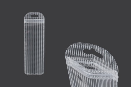 Plastična zip kesica 60x185mm sa providnom prednjom stranom, zadnjom providnom stranom sa linijama i sa Eurohole otvorom - 100 kom-slika_proizvoda
