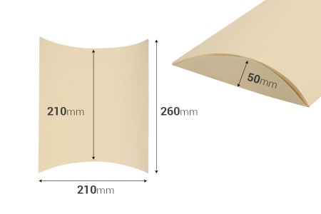 Papirna kraft jastuk - kutija 210x210x50mm, više boja - 10 kom-dimenzije_slike