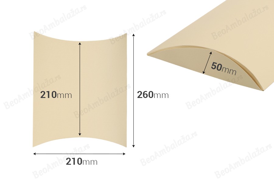 Papirna kraft jastuk - kutija 210x210x50mm, više boja - 10 kom-dimenzije_slike