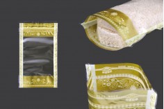 Providna DoyPack kesica sa zip zatvaranjem, zlatnim detaljima i sa mogućnošću termo lepljenja 120x35x200mm – 50kom