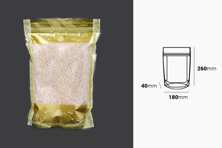 Providna DoyPack kesica sa zip zatvaranjem, zlatnim detaljima i sa mogućnošću termo lepljenja 180x40x260mm - 50kom-dimenzije_slike