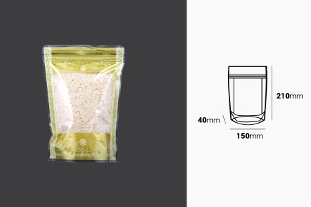 Providna DoyPack kesica sa zip zatvaranjem, zlatnim detaljima i sa mogućnošću termo lepljenja 150x40x210mm – 50kom-dimenzije_slike