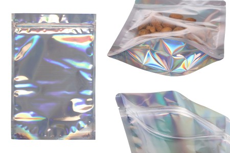 Aluminijumske DoyPack kesice sa zipom 200x50x300 mm, transparentnom prednjom stranom, ovalnim dnom i sa mogućnošću termo zatvaranja  – 50kom-slika_proizvoda