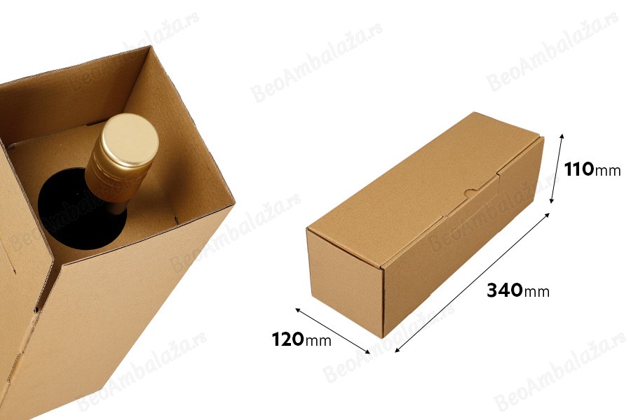 Kutija za pakovanje i slanje od kraft papira 340x120x110 mm (za flašu vina) - 20 kom-dimenzije_slike