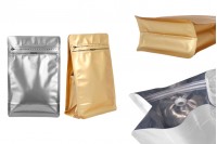 Aluminijumske DoyPack kesice 130x70x200mm sa ventilom, termo zatvaranjem, otvaranjem sigurnosnom trakom i zip zatvaranjem - 25kom