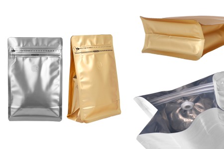 Aluminijumske DoyPack kesice 130x70x200mm sa ventilom, termo zatvaranjem, otvaranjem sigurnosnom trakom i zip zatvaranjem - 25kom-slika_proizvoda