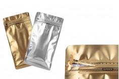 Aluminijumske DoyPack kesice 135x75x265mm sa ventilom, termo zatvaranjem, otvaranjem sigurnosnom trakom i zip zatvaranjem - 25kom