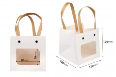 Papirna bela poklon torbica 120x120x120 mm sa prozorom - 12 kom