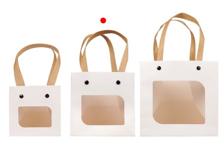 Papirna bela poklon torbica (210gr) 120x120x120 mm sa prozorom - 12 kom-grupa_slika