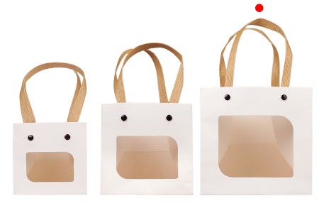 Papirna bela poklon torbica 150x150x150 mm sa prozorom - 12 kom-grupa_slika