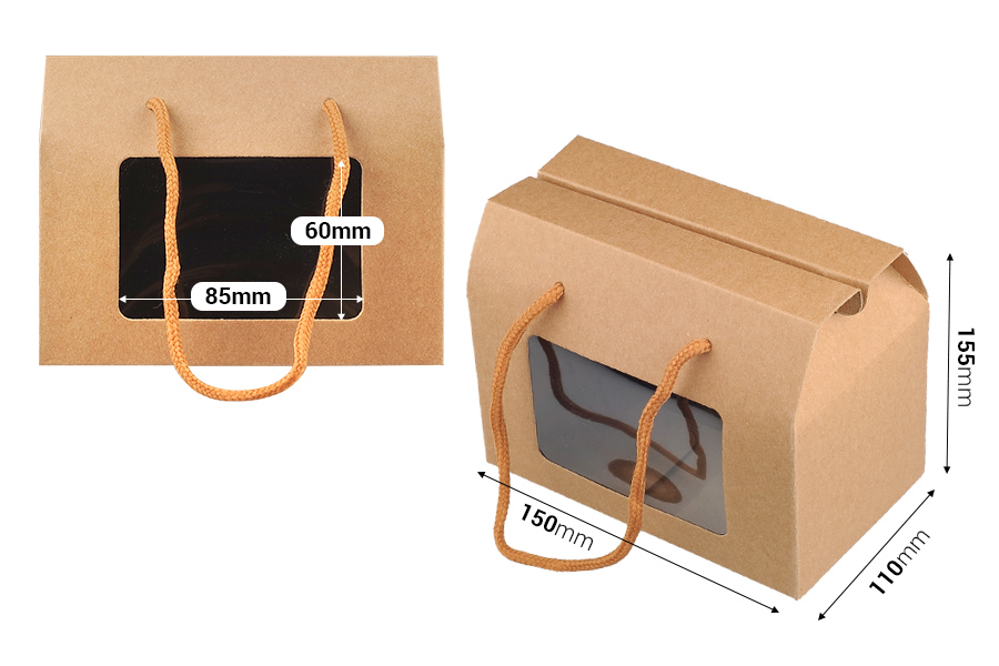 Papirna poklon kutija - koferče 150x90x115 mm sa ručkama i prozorom - 12 komada Papirna poklon kutija - koferče 150x90x115 mm sa ručkama i prozorom - 12 komada