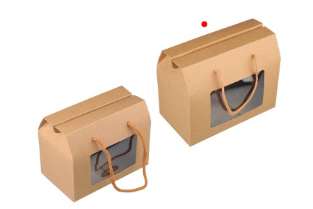 Papirna poklon kutija - koferče 200x110x155 mm sa ručkama i prozorom - 12 komada-grupa_slika