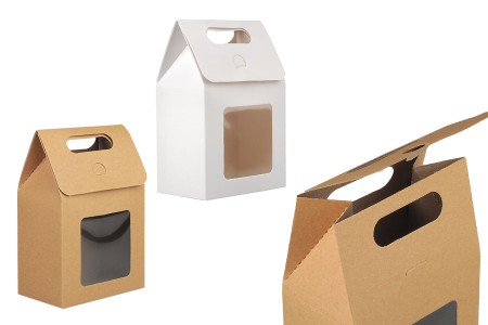 Papirna poklon kutija - torbica 100x60x150 mm sa prozorom - 12 komada-slika_proizvoda