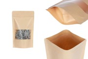 Kraft DoyPack kesice 120x40x200 mm sa zip zatvaranjem i prozorom, unutrašnjom i spoljašnjom providnom oblogom i sa mogućnošću termo zatvaranja - 100 kom 