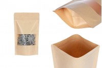 Kraft DoyPack kesice 120x40x200 mm sa zip zatvaranjem i prozorom, unutrašnjom i spoljašnjom providnom oblogom i sa mogućnošću termo zatvaranja - 100 kom 