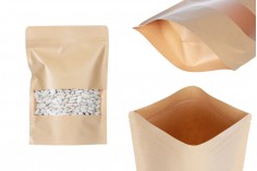 Kraft DoyPack kesice 170x40x240 mm sa zip zatvaranjem i prozorom, unutrašnjom i spoljašnjom providnom oblogom i sa mogućnošću termo zatvaranja - 100 kom