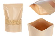 Kraft DoyPack kesice 200x50x300 mm sa zip zatvaranjem i prozorom, unutrašnjom i spoljašnjom providnom oblogom i sa mogućnošću termo zatvaranja - 100 kom