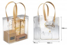 Plastična providna poklon kutija - torbica 150x75x150 mm sa ručkama - 12 kom