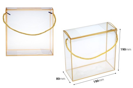 Plastična providna poklon kutija - torbica 190x80x190 mm sa ručkom - 12 kom-dimenzije_slike