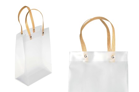 Plastična poluprovidna poklon torbica 180x100x260 mm sa ručkama - 12 kom-slika_proizvoda