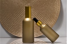 Staklena MAT zlatna bočica za etarska ulja 10mL, sa grlom PP18