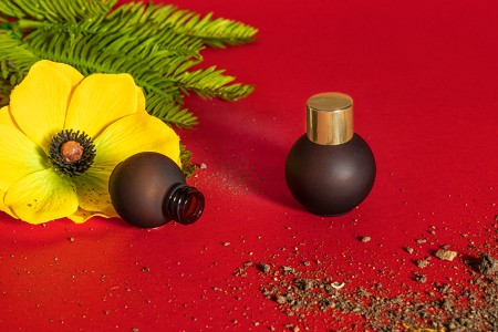 Peskirana okrugla braon staklena bočica 20mL, PP18 - bez zatvarača-grupa_slika