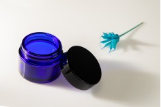 Plava staklena teglica sa međupoklopcem i plastičnim zatvaračem sa zaptivkom, 20mL