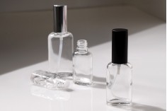 Staklena ovalna providna bočica za etarska ulja 30mL, sa grlom PP18