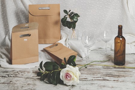Papirna braon kraft kesa 190x80x240mm sa zatvaranjem na čičak - 12 kom-6