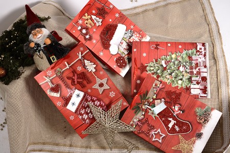 Ukrasna papirna kesa 300x120x400 mm sa novogodišnjim motivima (miks boja) - 12 kom-grupa_slika