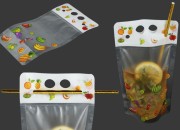 Providna plastična DoyPack kesica sa zip zatvaranjem od 450ml, sa otvorima za prste i rupicama za slamčicu - 50 kom