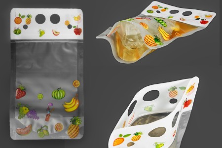 Providna plastična DoyPack kesica sa zip zatvaranjem od 450ml, sa otvorima za prste i rupicama za slamčicu - 50 kom-2