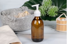 Farmaceutska staklena braon flašica 250ml sa belom pumpicom