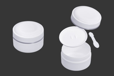 Plastična (PP) bela kutija 150mL sa zatvaračem, spatulom i plastičnim međupoklopcem - 12 kom-slika_proizvoda