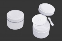 Plastična (PP) bela kutija 200mL sa zatvaračem, spatulom i plastičnim međupoklopcem - 12 kom