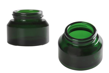 Staklena zelena teglica 50mL za kreme - bez zatvarača-1