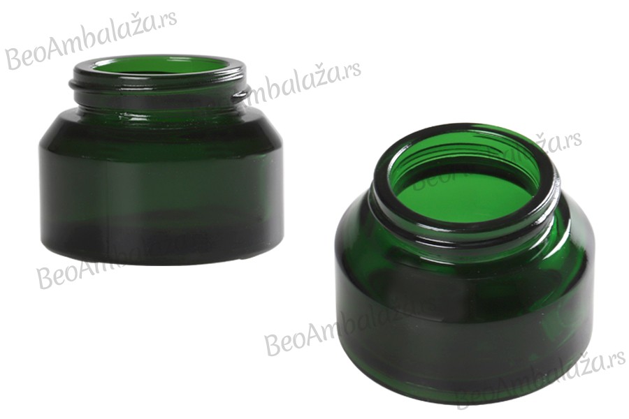 Staklena zelena teglica 50mL za kreme - bez zatvarača