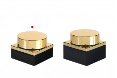 Luksuzna crna mat staklena teglica 30mL za kreme sa zlatnim zatvaračem i plastičnim međupoklopcem