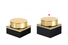 Luksuzna crna mat staklena teglica 50mL za kreme sa zlatnim zatvaračem i plastičnim međupoklopcem