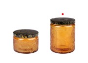Staklena cilindrična teglica sa reljefom 230mL i aluminijumskim zatvaračem
