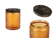 Staklena cilindrična teglica sa reljefom 230mL i aluminijumskim zatvaračem