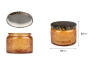 Staklena cilindrična teglica sa reljefom 120mL i aluminijumskim zatvaračem